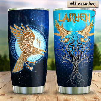 Vikings Raven Personalized Stainless Steel Tumbler 20Oz - Thegiftio UK