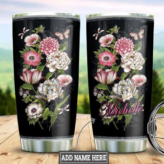 Vintage Butterfly Spring Personalized Stainless Steel Tumbler 20Oz - Thegiftio