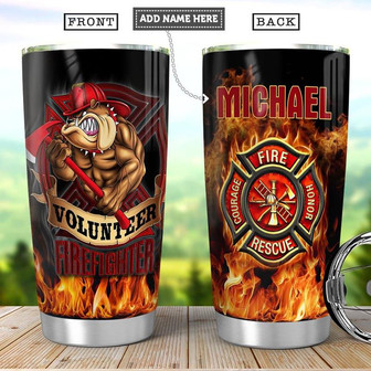 Volunteer Firefighter Personalized Stainless Steel Tumbler 20Oz - Thegiftio UK
