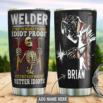 Welder Skull Personalized Stainless Steel Tumbler 20Oz - Thegiftio