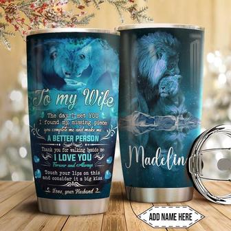 To My Wife Lion Personalized Stainless Steel Tumbler 20Oz - Thegiftio UK