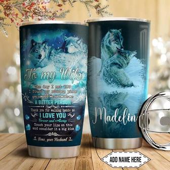 To My Wife Wolf Personalized Stainless Steel Tumbler 20Oz - Thegiftio UK