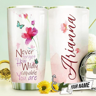 Wild Flower Personalized Stainless Steel Tumbler 20Oz - Thegiftio