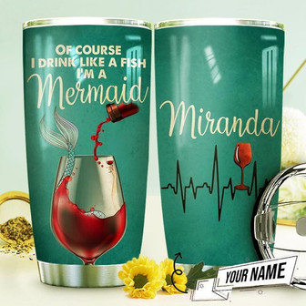 Wine Mermaid Personalized Stainless Steel Tumbler 20Oz - Thegiftio UK