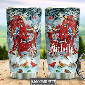 Winter Bird Personalized Stainless Steel Tumbler 20Oz - Thegiftio