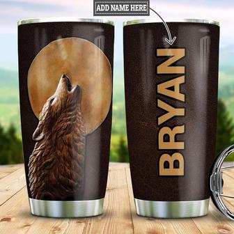 Wolf Leather Style Personalized Stainless Steel Tumbler 20Oz - Thegiftio UK