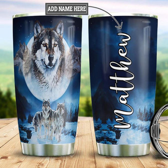 Wolf Personalized Stainless Steel Tumbler 20Oz - Thegiftio UK