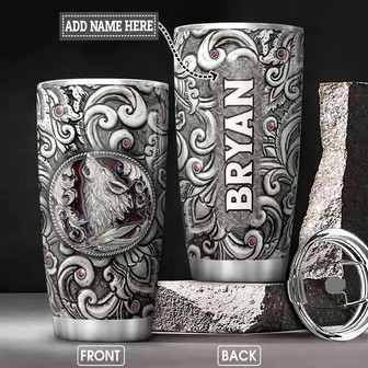 Wolf Silver Style Personalized Stainless Steel Tumbler 20Oz - Thegiftio UK