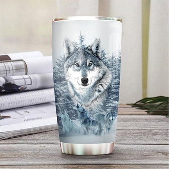 Wolf In Snow Stainless Steel Tumbler, Wolf Lovers Stainless Steel Tumbler 20Oz - Thegiftio UK