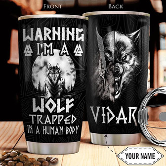 Wolf Viking Personalized Stainless Steel Tumbler 20Oz - Thegiftio UK
