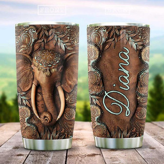 Wooden Style Elephant Personalized Stainless Steel Tumbler 20Oz - Thegiftio UK