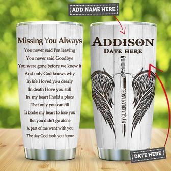 Wooden Style Missing You Always Personalized Stainless Steel Tumbler 20Oz - Thegiftio UK