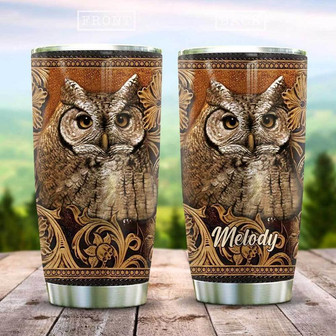 Wooden Style Owl Personalized Stainless Steel Tumbler 20Oz - Thegiftio UK