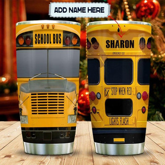 Yellow American School Bus Personalized Stainless Steel Tumbler 20Oz - Thegiftio UK