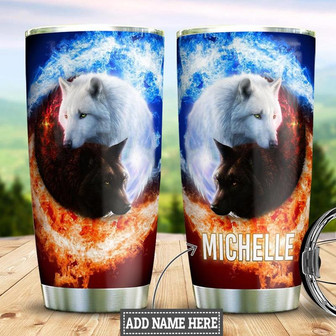 Yingyang Wolf Personalized Stainless Steel Tumbler 20Oz - Thegiftio UK