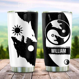 Yinyang Wolf Personalized Stainless Steel Tumbler 20Oz - Thegiftio UK