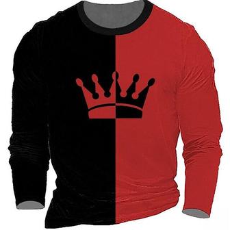 Men's T Shirt Tee Color Block Graphic Prints Crew Neck Red Brown White 3d Print Outdoor Street Long Sleeve Print Clothing Apparel Basic Sports Designer Casual - Thegiftio