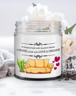 Housewarming gift candle| A Home is Built with Love & Dreams Candle| New Homeowner gift Soy Wax Candle Jar 9oz - Thegiftio UK