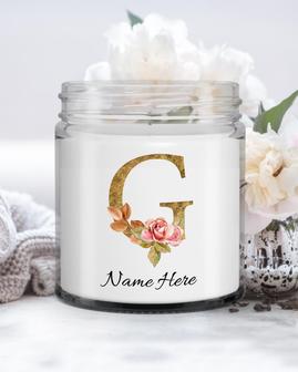 Personalized initial "G" monogram candle| candle for mom, sister bestie, bridesmaid| scented candle gift| custom gold initial mug| letter G Soy Wax Candle Jar 9oz - Thegiftio UK