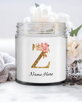 Personalized initial "Z" monogram candle| candle for Mom, sister bestie, bridesmaid| scented candle gift| custom gold initial mug| letter Z Soy Wax Candle Jar 9oz - Thegiftio UK