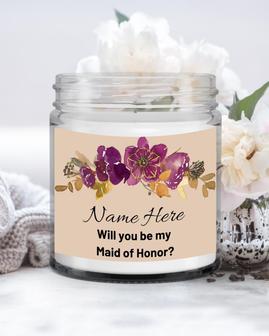 Personalized Maid of Honor Proposal, Soy Candle, Bridesmaid Gift, Bridal Party Proposal Gift, Custom Maid of Honor Gift, Will you be my Maid of Honor Soy Wax Candle Jar 9oz - Thegiftio UK