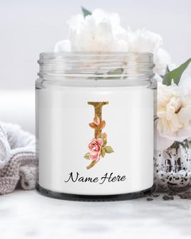 Personalized initial "J" monogram candle| candle for mom, sister bestie, bridesmaid| scented candle gift| custom gold initial candle letter J Soy Wax Candle Jar 9oz - Thegiftio UK