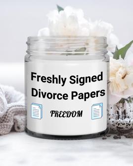 Freshly Signed Divorce Papers Candle| Funny Gift for Divorce| Breakup candle| Divorce Party Gift Soy Wax Candle Jar 9oz - Thegiftio UK