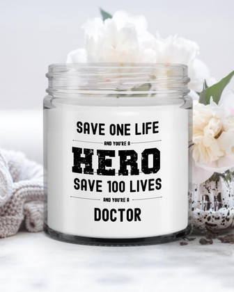 Save One Life Hero Doctor Candle| Gift for Doctor| Candle for MD, DO, PhD Soy Wax Candle Jar 9oz - Thegiftio UK