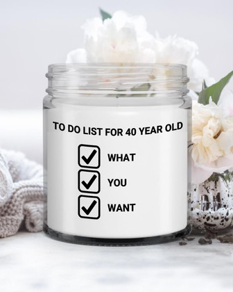 40th Birthday Gift for women, Checklist for 40, 40th birthday gift for her, 40th birthday candle Soy Wax Candle Jar 9oz - Thegiftio UK