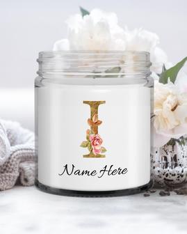 Personalized initial "I" monogram candle| candle for mom, sister bestie, bridesmaid| scented candle gift| Custom gold initial Candle| letter I Soy Wax Candle Jar 9oz - Thegiftio UK