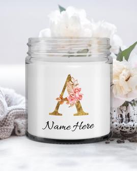 Personalized Initial Monogram Candle| Candle for Mom, Sister Bestie, Bridesmaid| Scented Candle gift| Custom Gold initial Candle Soy Wax Candle Jar 9oz - Thegiftio UK
