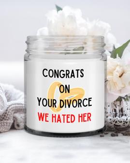Funny Divorce Candle for Man| Congrats on Your Divorce We Hated Her Candle| Gag gift for divorce| Divorce party gift Soy Wax Candle Jar 9oz - Thegiftio UK