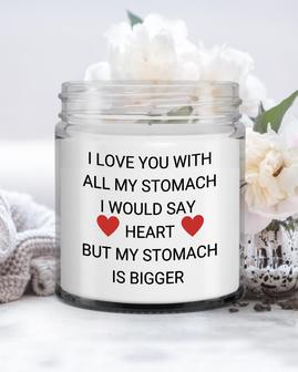 Funny Love Candle| I love you with all my stomach funny couple candle| Couple gift, funny candle Soy Wax Candle Jar 9oz - Thegiftio UK
