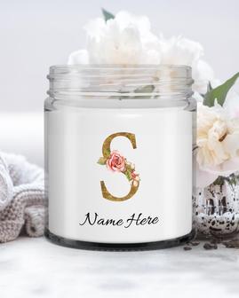 Personalized initial "S" monogram candle| candle for mom, sister bestie bridesmaid| scented candle gift| custom gold initial candle letter S Soy Wax Candle Jar 9oz - Thegiftio UK