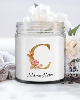 Personalized initial "C" monogram candle| candle for Mom, sister bestie, bridesmaid| scented candle gift| custom gold initial mug| letter Cbirthday, Mothers day, Bridesmaid gifts Soy Wax Candle Jar 9oz - Thegiftio UK