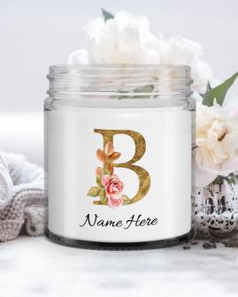 Personalized initial "B" monogram candle| candle for mom, sister bestie, bridesmaid| scented candle gift| custom gold initial mug| Letter B Soy Wax Candle Jar 9oz - Thegiftio UK