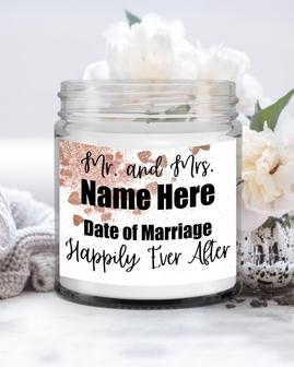 Mr & Mrs Personalized Candle, Gift For The Happy Couple, Unusual Wedding Gift, Personalised Wedding Present, Wedding Gift For Couple Soy Wax Candle Jar 9oz - Thegiftio UK
