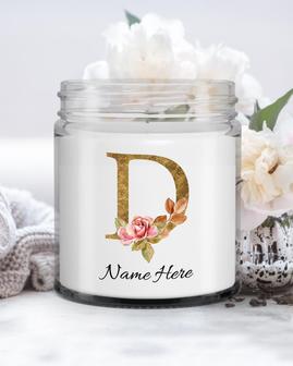 Personalized initial "D" monogram candle| candle for mom, sister bestie, bridesmaid| scented candle gift| custom gold initial mug| letter D Soy Wax Candle Jar 9oz - Thegiftio UK