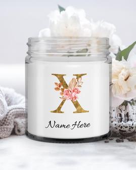 Personalized initial "X" monogram candle| candle for mom, sister bestie bridesmaid| scented candle gift| custom gold initial candle letter X Soy Wax Candle Jar 9oz - Thegiftio UK