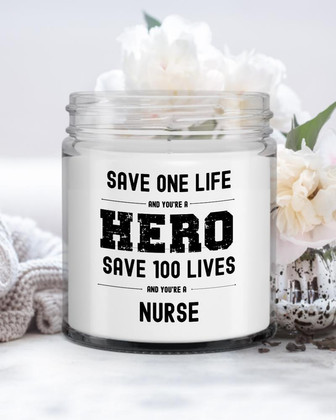 Save One Life Hero Nurse Candle| Unique gift for RN, BSN, LPN, CNA| Thank You Nurse gift Soy Wax Candle Jar 9oz - Thegiftio