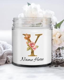 Personalized initial "Y" monogram candle| candle for mom, sister bestie bridesmaid| scented candle gift| custom gold initial candle letter Y Soy Wax Candle Jar 9oz - Thegiftio UK