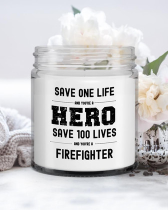Save One Life Hero Firefighter Candle| Unique Gift for Firefighter Soy Wax Candle Jar 9oz - Thegiftio UK