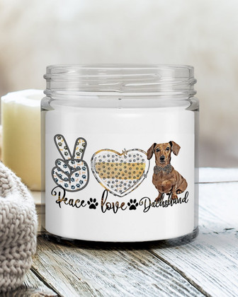 Dachshund gift; dachshund candle; peace love dachshund candle; dachshund lover gift - Thegiftio UK