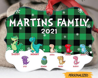 Personalized Family Papasaurus Mamasaurus Aluminum Ornament, Christmas Family Gift, Custom Dinosaur Ornament, Christmas Parents Gift - Thegiftio