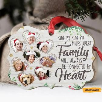 Family Will Always Be Connected By Heart, Personalized Custom Family Photo Christmas Ornament, Upload Image, Gift For Family, Christmas Gift - Thegiftio UK