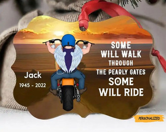 Personalized Custom Memorial Biker Christmas Aluminum Ornament, Memorial Gift Idea For Biker Lovers, Gone Riding In Heaven, Sympathy Gift - Thegiftio UK