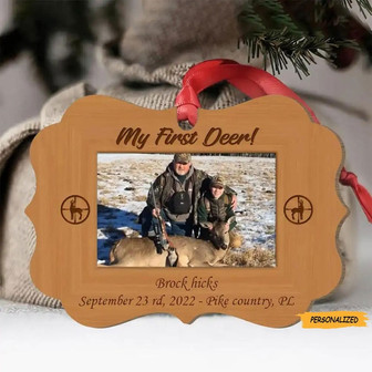 Personalized Custom Deer Hunting Christmas Ornament, Upload Photo, Gift Idea For Hunting Lover, My First Deer, Custom Photo Ornament - Thegiftio