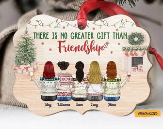 There Is No Greater Gift Than Our Friendship, Personalized Custom Aluminum Christmas Ornament, Gift For Bestie, Best Friend, Sister - Thegiftio