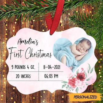 Baby’s First Christmas Personalized Medallion Ornament Family Gift, New Parent Gift, Custom Photo, Mommy And Daddy Gift, Gift From Bump - Thegiftio UK