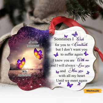 Personalized Colorful Tree Photo Remembrance Aluminum Ornament, Memorial Gift, Remembrance Gift, Bereavement Gift, Butterfly Memorial Gift - Thegiftio